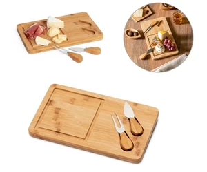 Stylová sada pro milovníky sýrů – bambusové prkénko s praktickými noži.